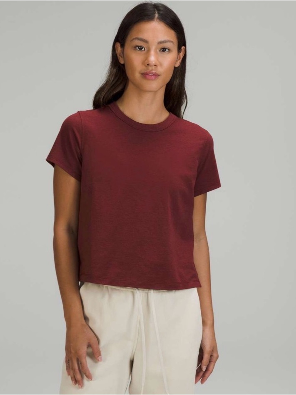 Lululemon Classic-Fit Cotton-Blend T-Shirt
Red Merlot Size 8